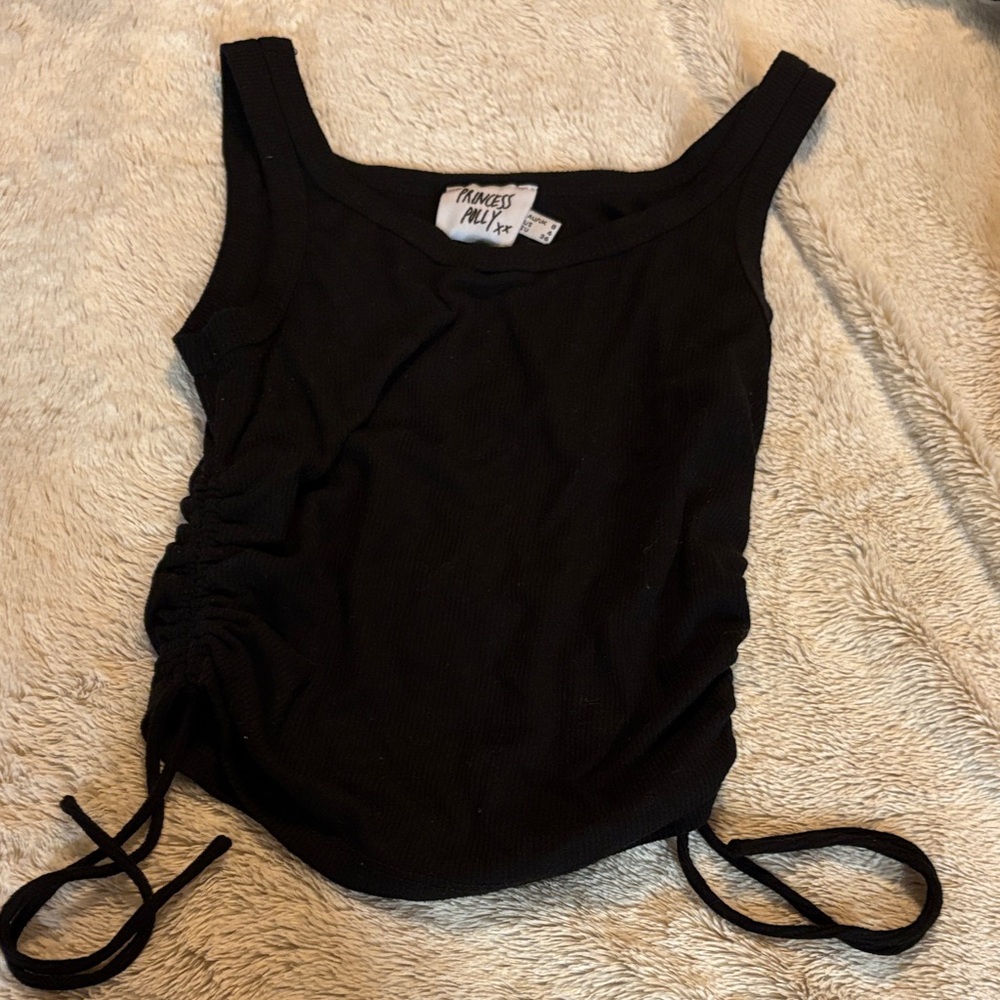 Princess Polly Black Ruched Tank Top